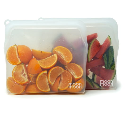 Gjenbrukbare silikonposer til matoppbevaring – Clear 900 ml – 2 pk