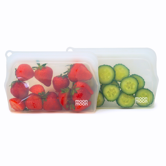 Gjenbrukbare silikonposer til matoppbevaring – 2 pk Small Clear