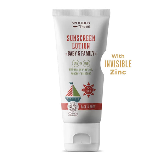 Wooden Spoon Naturlig Solkrem Baby & Family SPF 50 – Invisible Zinc – 100 ml